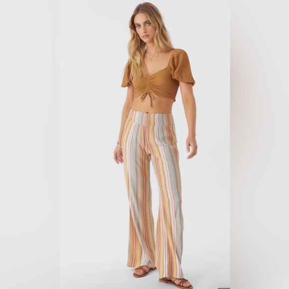O'NEILL Johnny Beach Pants Multicolor Ticking Stipe Women's Medium - Picture 1 of 12